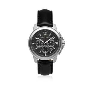 Maserati Successo 44mm Grey Dial Black Leather Strap Watch For Men - R8871621006 Buy Now By Maserati
