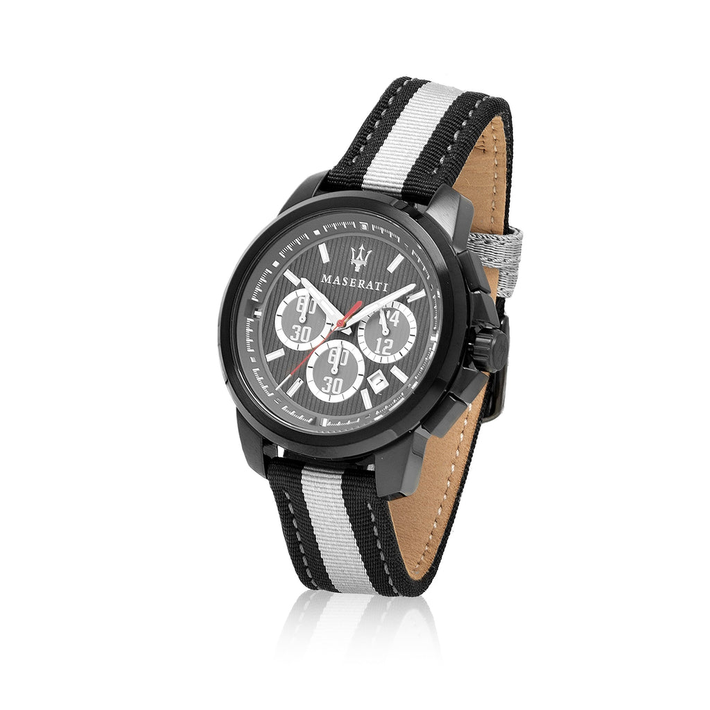 Maserati Royale 44mm Black Dial Stainless Steel Fiber Strap Watch For Men - R8871637002 Buy Now By Maserati