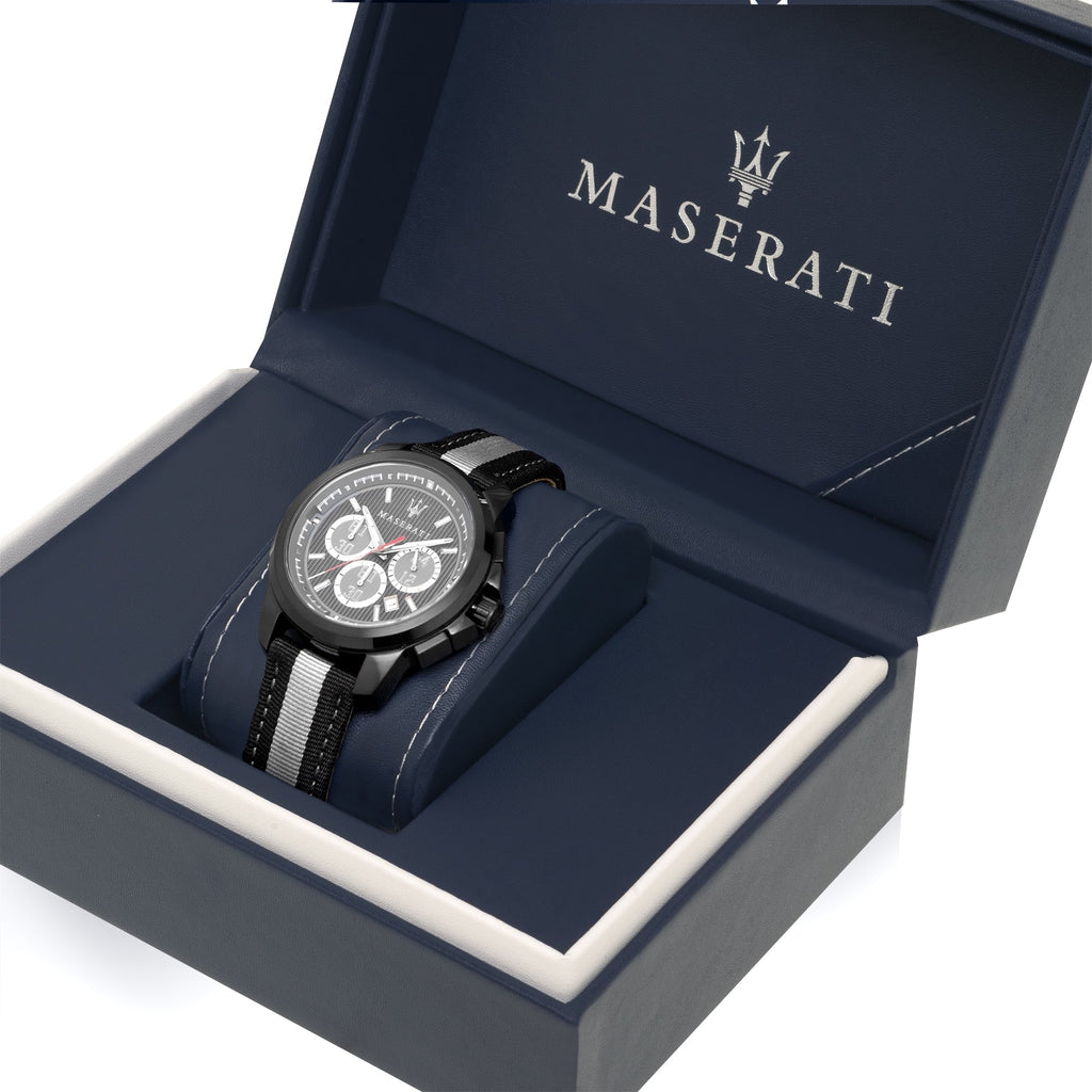Maserati Royale 44mm Black Dial Stainless Steel Fiber Strap Watch For Men - R8871637002 Buy Now By Maserati