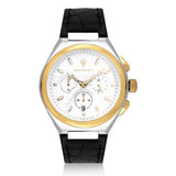 Maserati Triconic Chronograph White Dial Black Leather Strap Watch For Men - R8871639004 Buy Now By Maserati