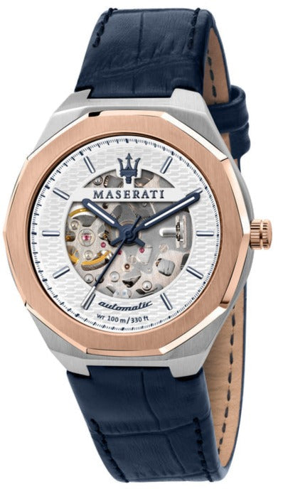 Maserati Stile Automatic Limited Edition White Dial Blue Leather Strap Watch For Men - R8821142001 Buy Now By Maserati