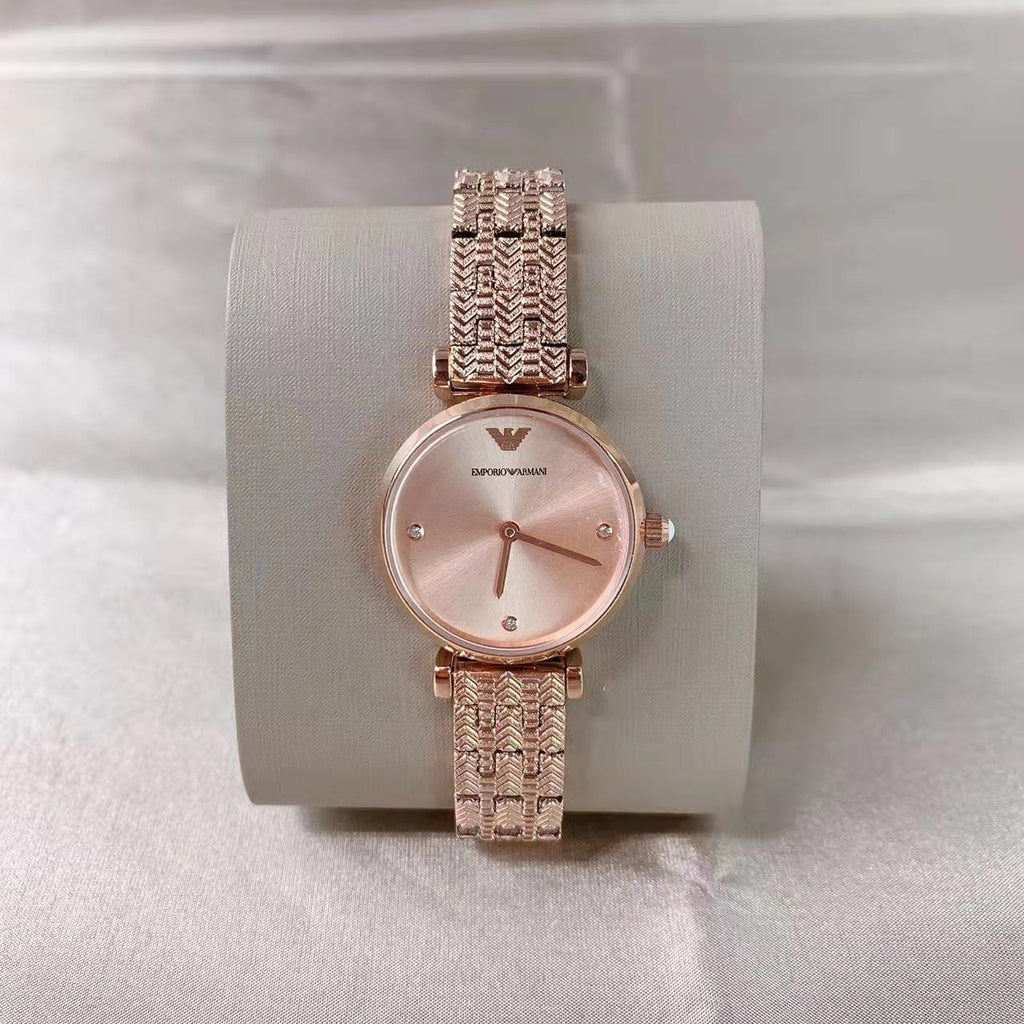 Emporio Armani Gianni T Bar Quartz Rose Gold Dial Rose Gold Steel Strap Watch For Women - AR11342 Buy Now By Emporio Armani