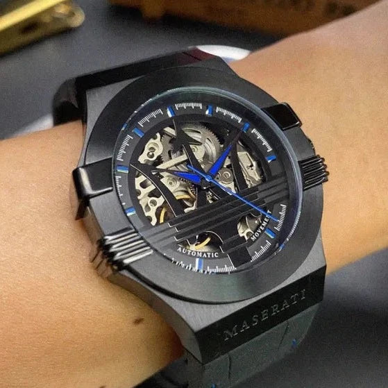 Maserati Potenza Automatic Black Dial Black Leather Strap Watch For Men - R8821108009 Buy Now By Maserati
