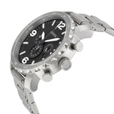Fossil Nate Chronograph Black Dial Silver Steel Strap Watch for Men - JR1353 Buy Now By Fossil