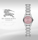 Burberry The City Diamonds Pink Dial Silver Steel Strap Watch for Women - BU9231 Buy Now By Burberry