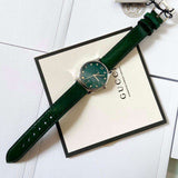 Gucci G-Timeless Green Mother of Pearl Dial Green Leather Strap Watch For Women - YA126585 Buy Now By Gucci