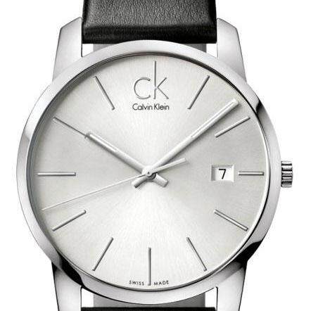 Calvin Klein City Date Silver Dial Black Leather Strap Watch for Men - K2G2G1C6 Buy Now By Calvin Klein