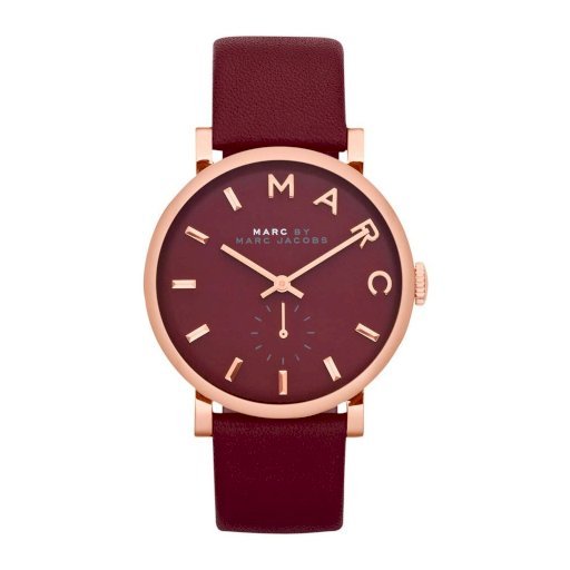 Marc Jacobs Baker Maroon Dial Maroon Leather Strap Watch for Women - MBM1267 Buy Now By Marc Jacobs