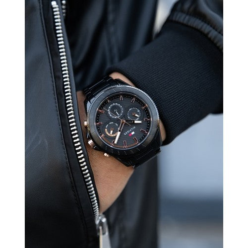 Tommy Hilfiger Aiden Chronograph Black Dial Black Steel Strap Watch For Men - 1791858 Buy Now By Tommy Hilfiger
