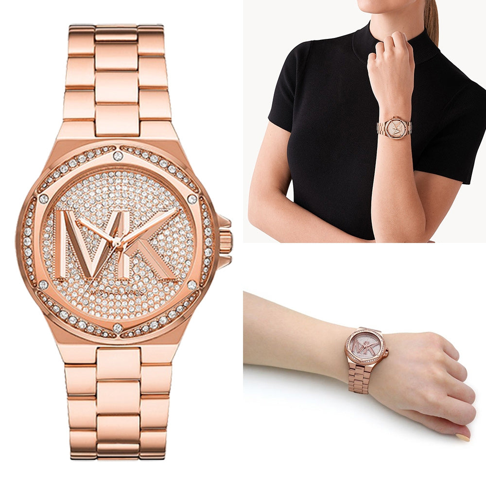 Michael Kors Lennox Three Hand Rose Gold Dial Rose Gold Steel Strap Watch For Women - MK7230 Buy Now By Michael Kors