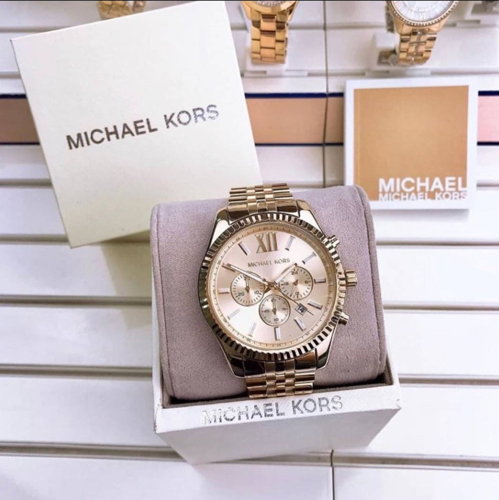 Michael Kors Lexington Gold Dial Gold Steel Strap Watch for Men - MK8281 Buy Now By Michael Kors