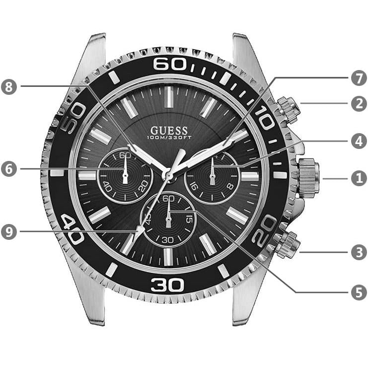 Guess Chaser Chronograph Black Dial Silver Steel Strap Watch for Men - W0170G1 Buy Now By Guess