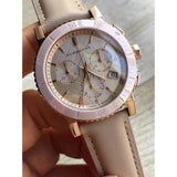 Burberry Chronograph Rose Gold Dial Beige Leather Strap Watch for Women - BU9704 Buy Now By Burberry