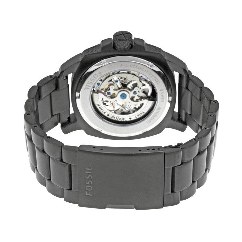 Fossil Modern Machine Automatic Silver Dial Black Steel Strap Watch for Men - ME3080 Buy Now By Fossil