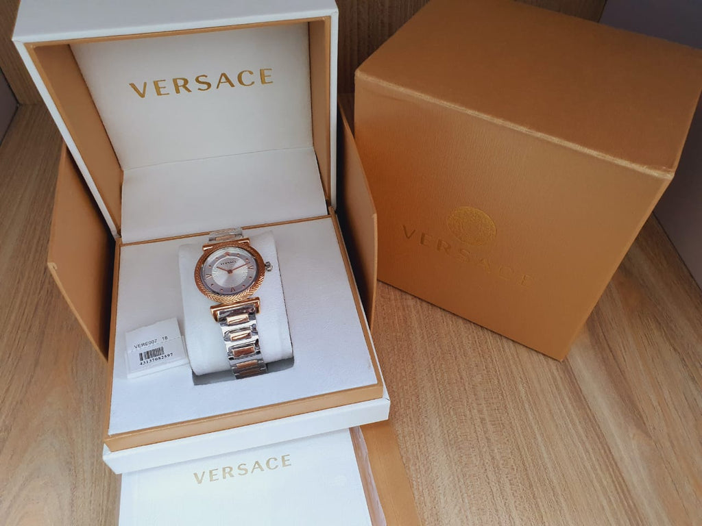 Versace V-Motif Silver Dial Two Tone Steel Strap Watch for Women - VERE00718 Buy Now By Versace
