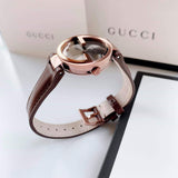 Gucci G Interlocking Brown Dial Brown Leather Strap Watch For Women - YA133504 Buy Now By Gucci