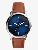 Fossil The Minimalist 3H Blue Dial Brown Leather Strap Watch for Men - FS5499 Buy Now By Fossil