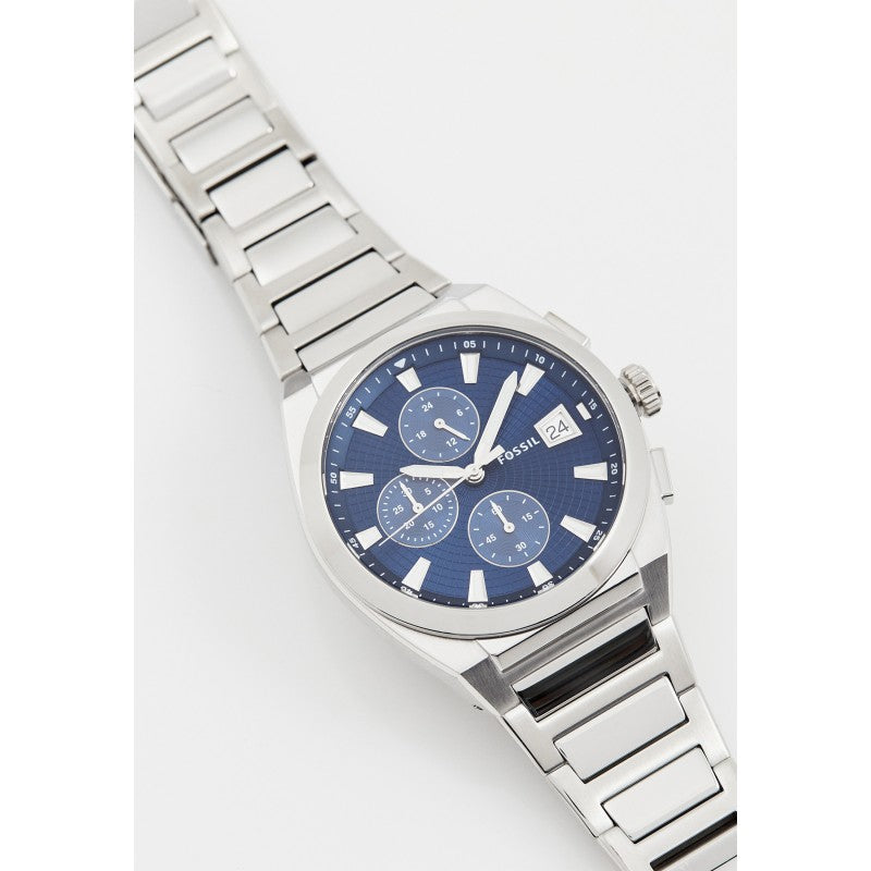 Fossil Everett Chronograph Blue Dial Silver Steel Strap Watch for Men - FS5795 Buy Now By Fossil