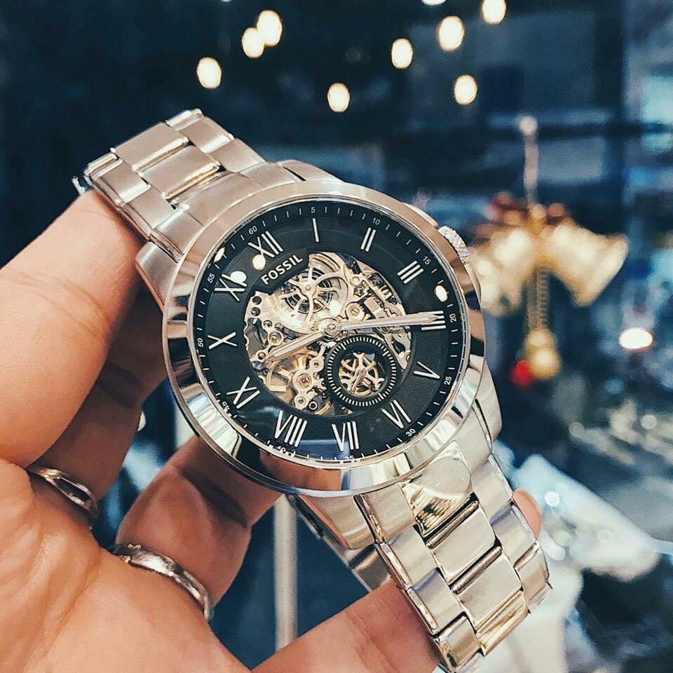 Fossil Grant Skeleton Black Dial Silver Steel Strap Watch for Men - ME3055 Buy Now By Fossil