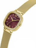 Guess Quartz Red Dial Gold Mesh Strap Watch For Women - GW0354L4 Buy Now By Guess