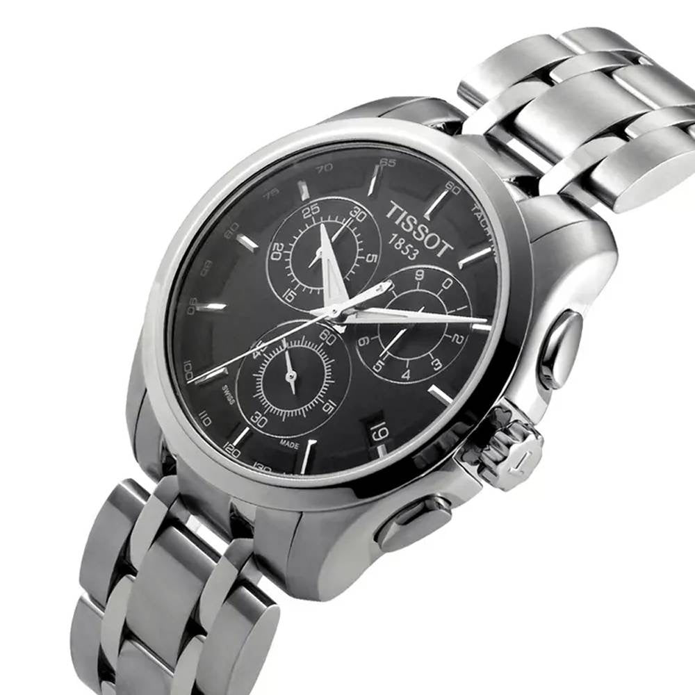 Tissot Couturier Chronograph Black Dial Silver Steel Strap Watch For Men - T035.617.11.051.00 Buy Now By Tissot