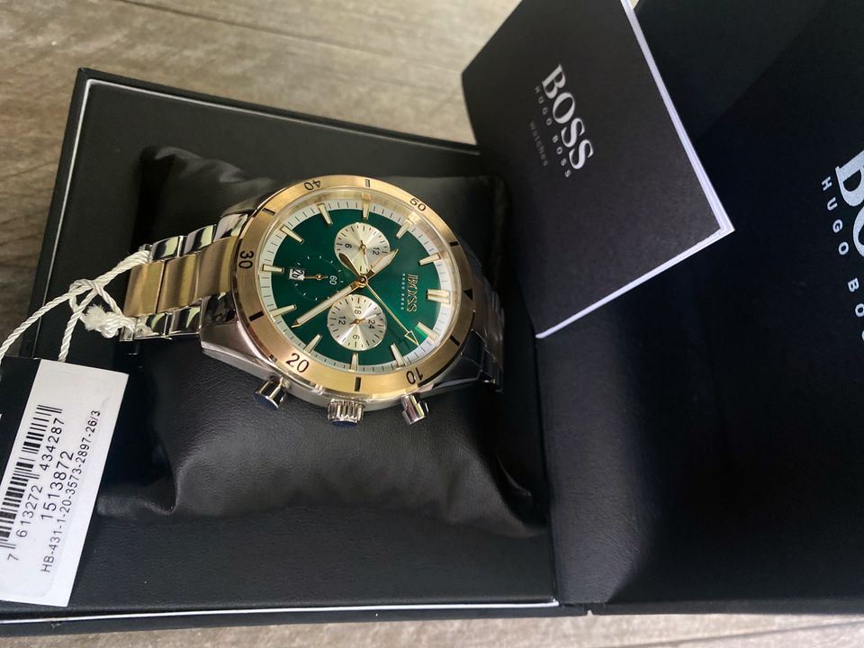 Hugo Boss Santiago Green Dial Two Tone Steel Strap Watch for Men - 1513872 Buy Now By Hugo Boss