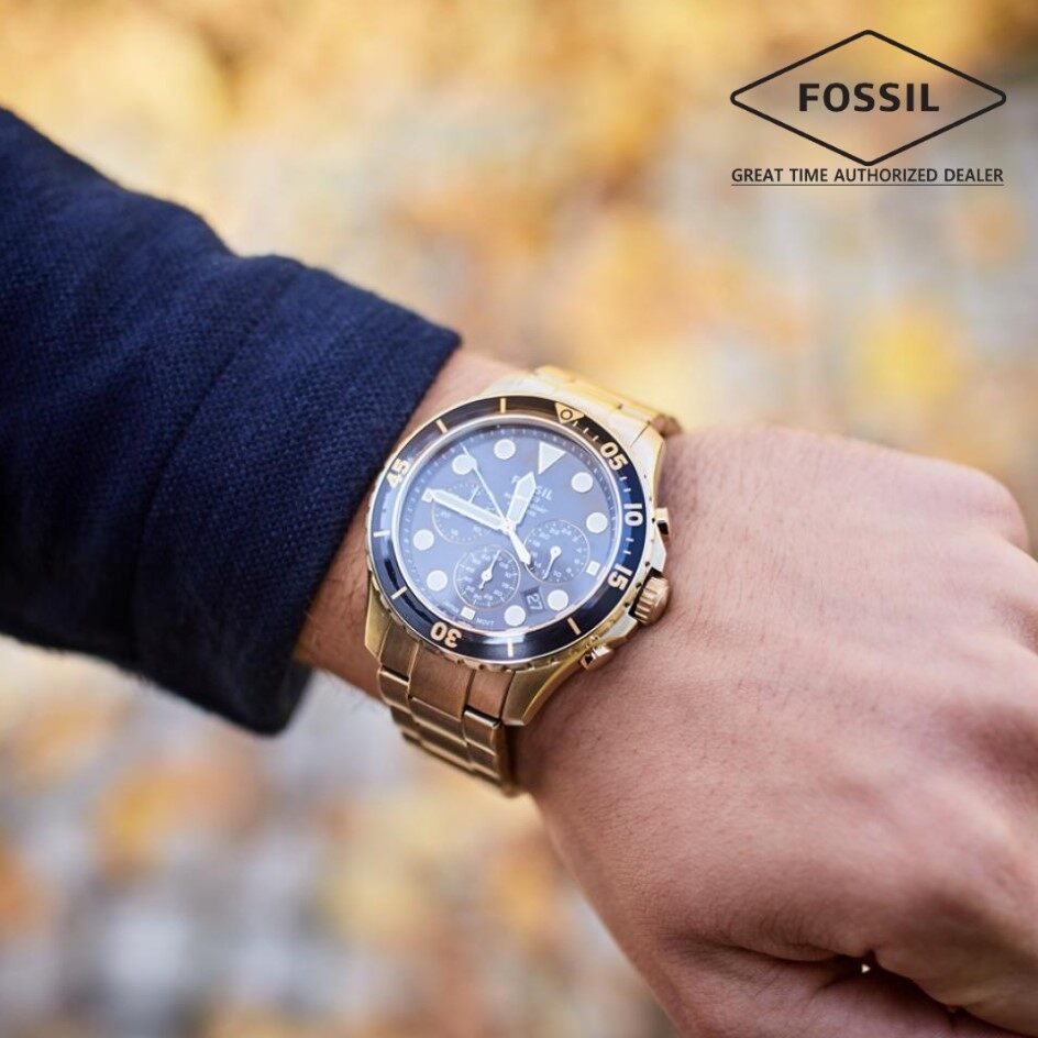 Fossil FB-03 Chronograph Black Dial Gold Steel Strap Watch for Men - FS5727 Buy Now By Fossil