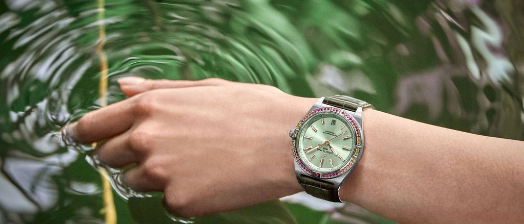 Breitling Chronomat Automatic 36 South Sea Green Dial Green Leather Strap Watch for Women - A10380611L1P1 Buy Now By Breitling