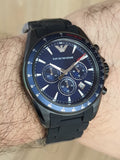 Emporio Armani Sigma Chronograph Blue Dial Black Silicone Strap Watch For Men - AR6121 Buy Now By Emporio Armani