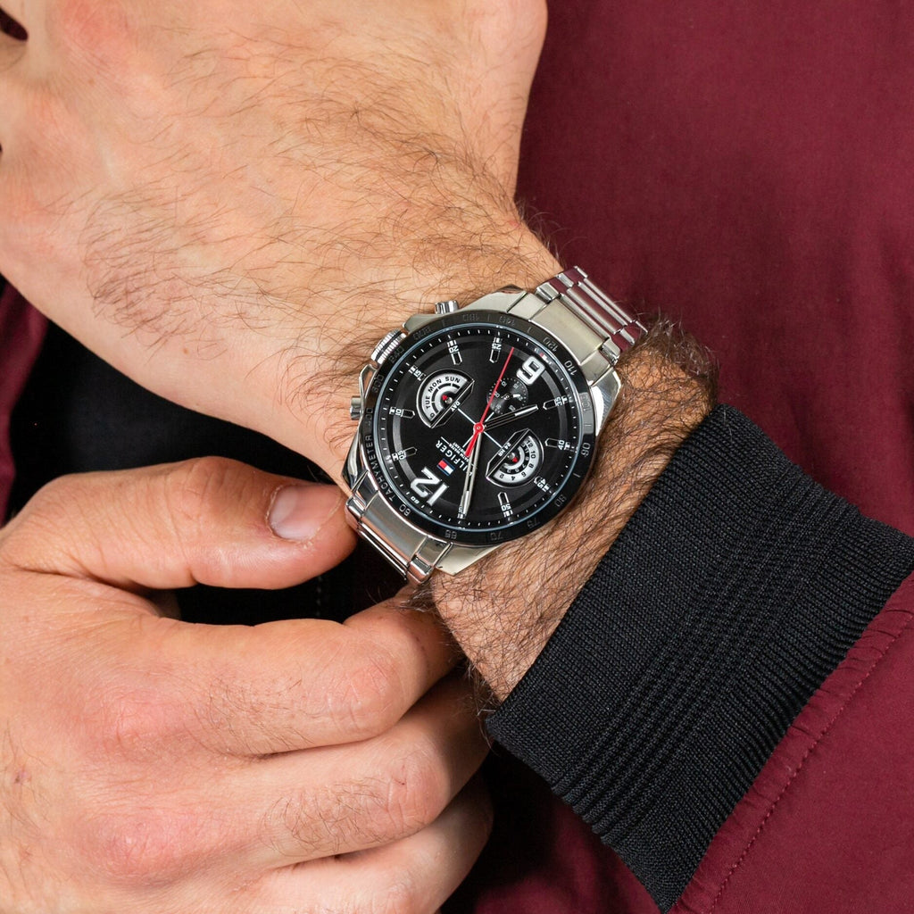 Tommy Hilfiger Decker Quartz Black Dial Silver Steel Strap Watch for Men - 1791472 Buy Now By Tommy Hilfiger