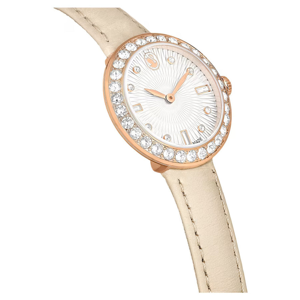 Swarovski Certa Crystals Silver Dial Beige Leather Strap Watch for Women - 5672968 Buy Now By Swarovski