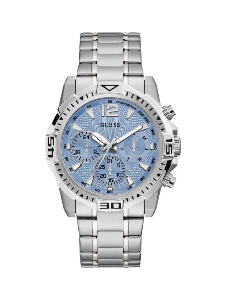Guess Commander Chronograph Blue Dial Silver Steel Strap Watch for Men - GW0056G2 Buy Now By Guess