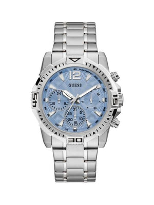 Guess Commander Chronograph Blue Dial Silver Steel Strap Watch for Men - GW0056G2 Buy Now By Guess