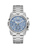 Guess Commander Chronograph Blue Dial Silver Steel Strap Watch for Men - GW0056G2 Buy Now By Guess