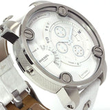 Diesel Badass Chronograph White Dial White Leather Strap Watch For Men - DZ7265 Buy Now By Diesel