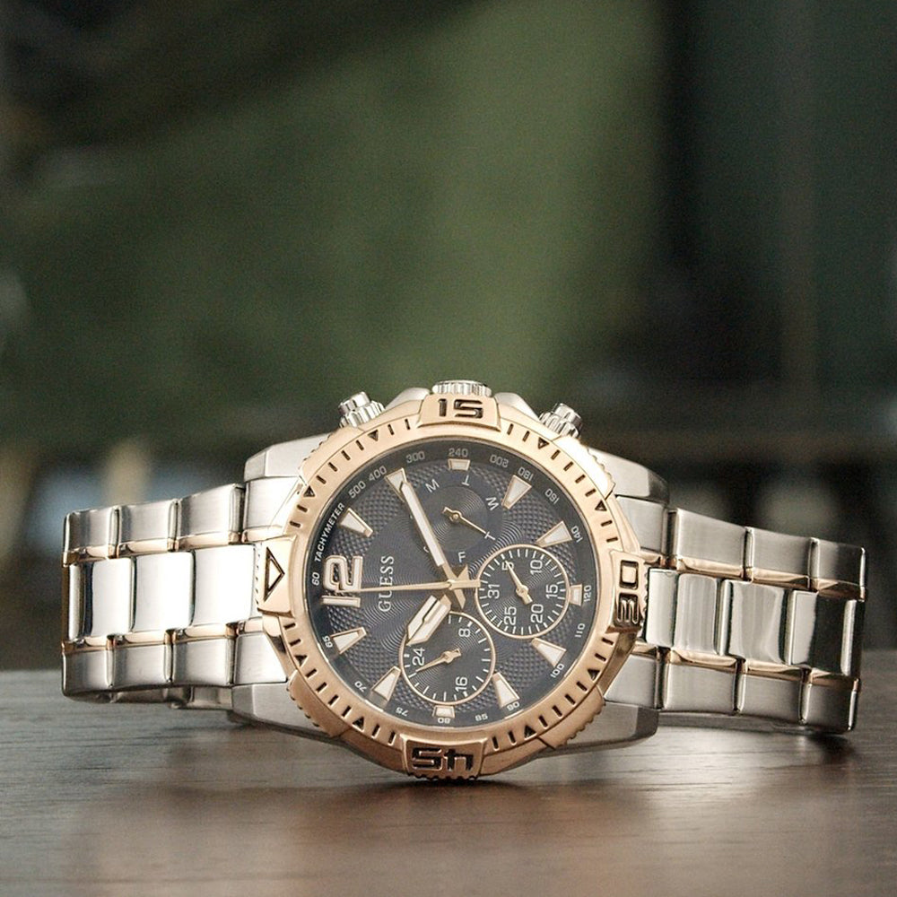 Guess Commander Chronograph Blue Dial Two Tone Steel Strap Watch for Men - GW0056G5 Buy Now By Guess