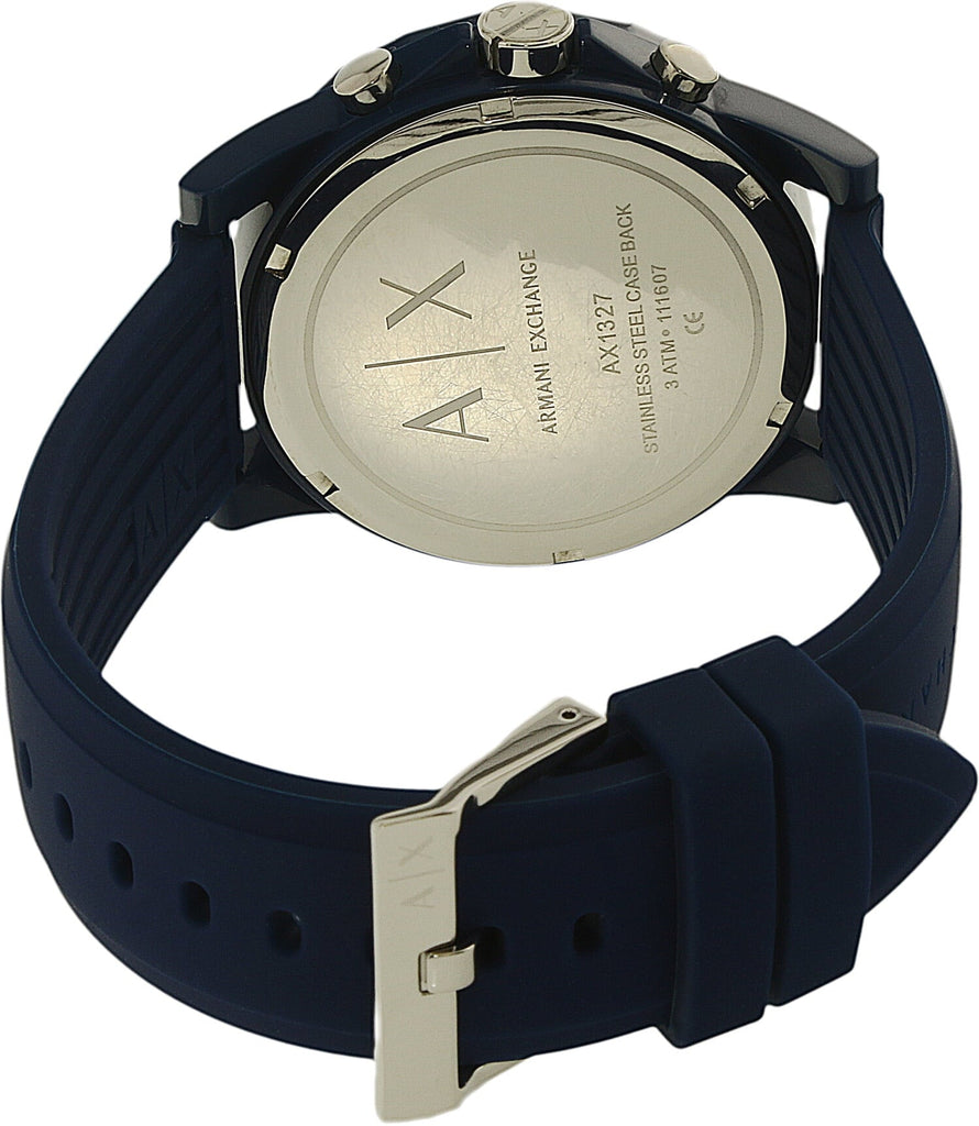 Armani Exchange Outerbanks Chronograph Blue Dial Blue Silicone Strap Watch For Men - AX1327 Buy Now By Armani Exchange