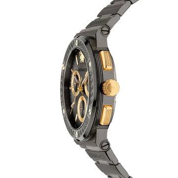 Versace Greca Icon Quartz Black Dial Black Steel Strap Watch For Men - VEZ900521 Buy Now By Versace