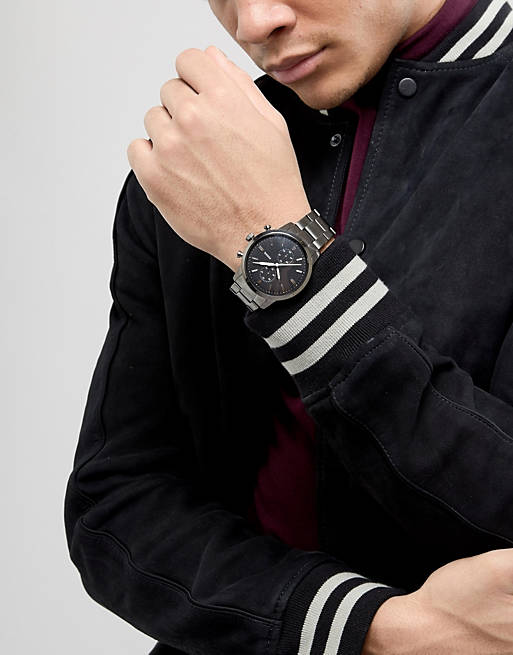 Fossil Townsman Chronograph Black Dial Silver Steel Strap Watch for Men - FS5349 Buy Now By Fossil