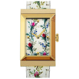 Gucci G-Frame Floral Mother of Pearl Dial White Leather Strap Watch For Women - YA147407 Buy Now By Gucci