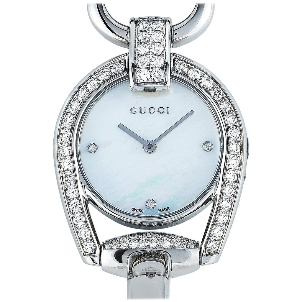 Gucci Horsebit Collection Diamonds Mother of Pearl Dial Silver Steel Strap Watch For Women - YA139505 Buy Now By Gucci