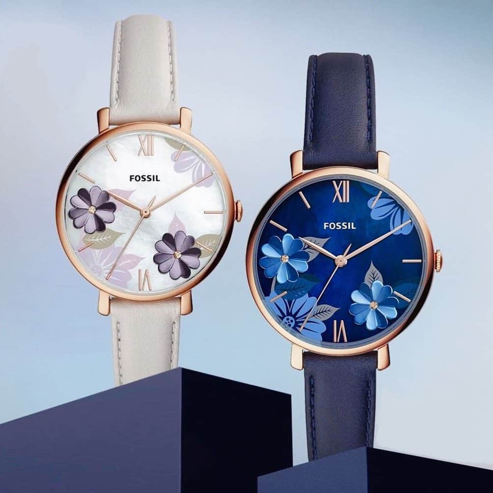 Fossil Jacqueline Blue Dial Blue Leather Strap Watch for Women - ES4673 Buy Now By Fossil