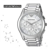 Emporio Armani Valente Chronograph Silver Dial Silver Steel Strap Watch For Men - AR11081 Buy Now By Emporio Armani