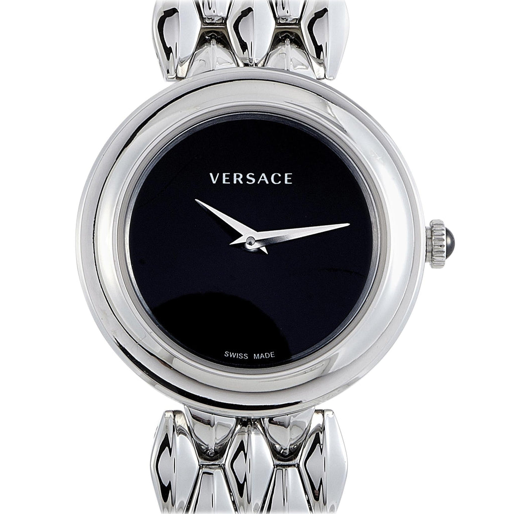 Versace V-Flare Quartz Black Dial Silver Steel Strap Watch for Women - VEBN00618 Buy Now By Versace