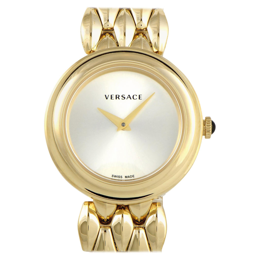 Versace V-Flare Quartz Silver Dial Gold Steel Strap Watch for Women - VEBN00718 Buy Now By Versace