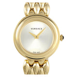 Versace V-Flare Quartz Silver Dial Gold Steel Strap Watch for Women - VEBN00718 Buy Now By Versace