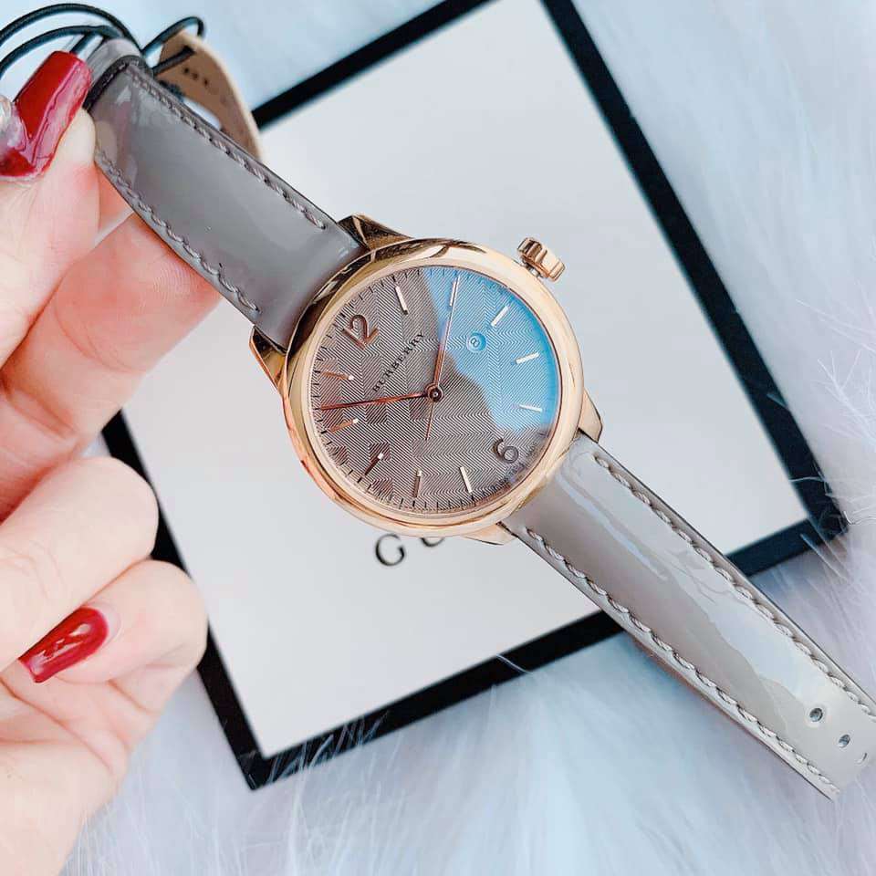 Burberry The Classic Quartz Grey Dial Grey Leather Strap Watch For Women - BU10119 Buy Now By Burberry