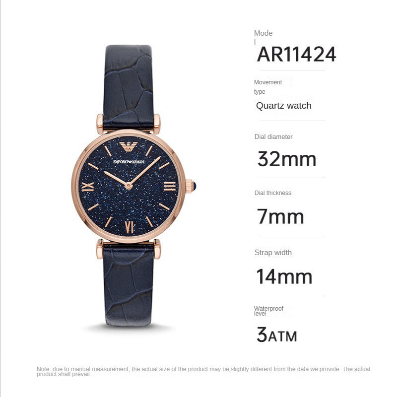 Emporio Armani Gianni T-Bar Quartz Blue Dial Blue Leather Strap Watch for Women - AR11424 Buy Now By Emporio Armani