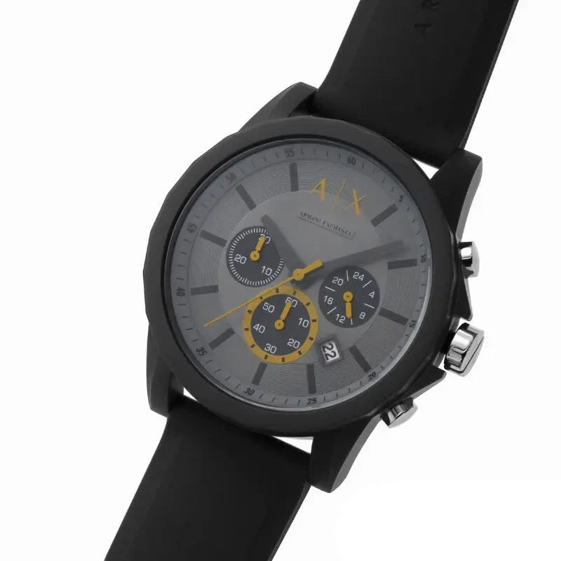 Armani Exchange Outerbanks Chronograph Grey Dial Grey Silicone Strap Watch For Men - AX7123 Buy Now By Armani Exchange