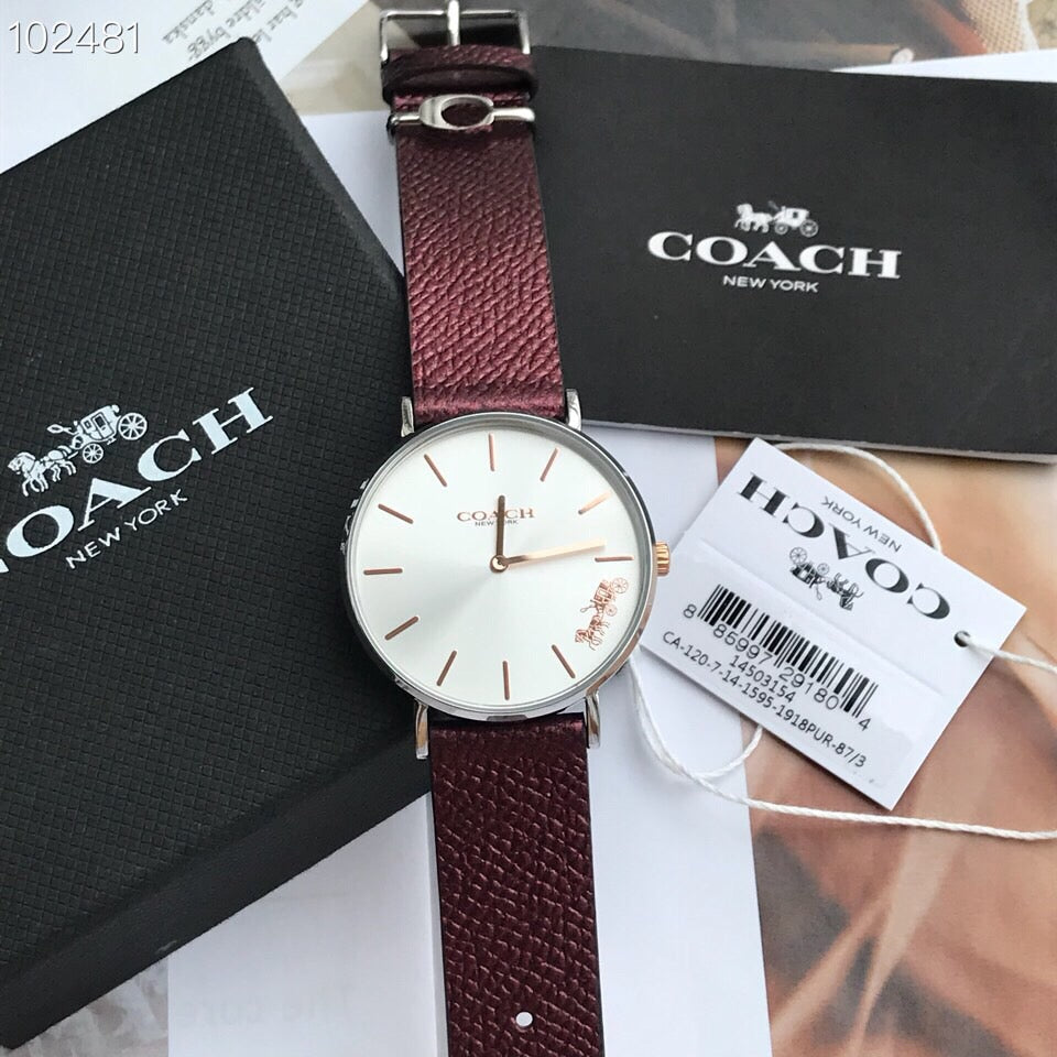 Coach Perry White Dial Brown Leather Strap Watch for Women - 14503154 Buy Now By Coach